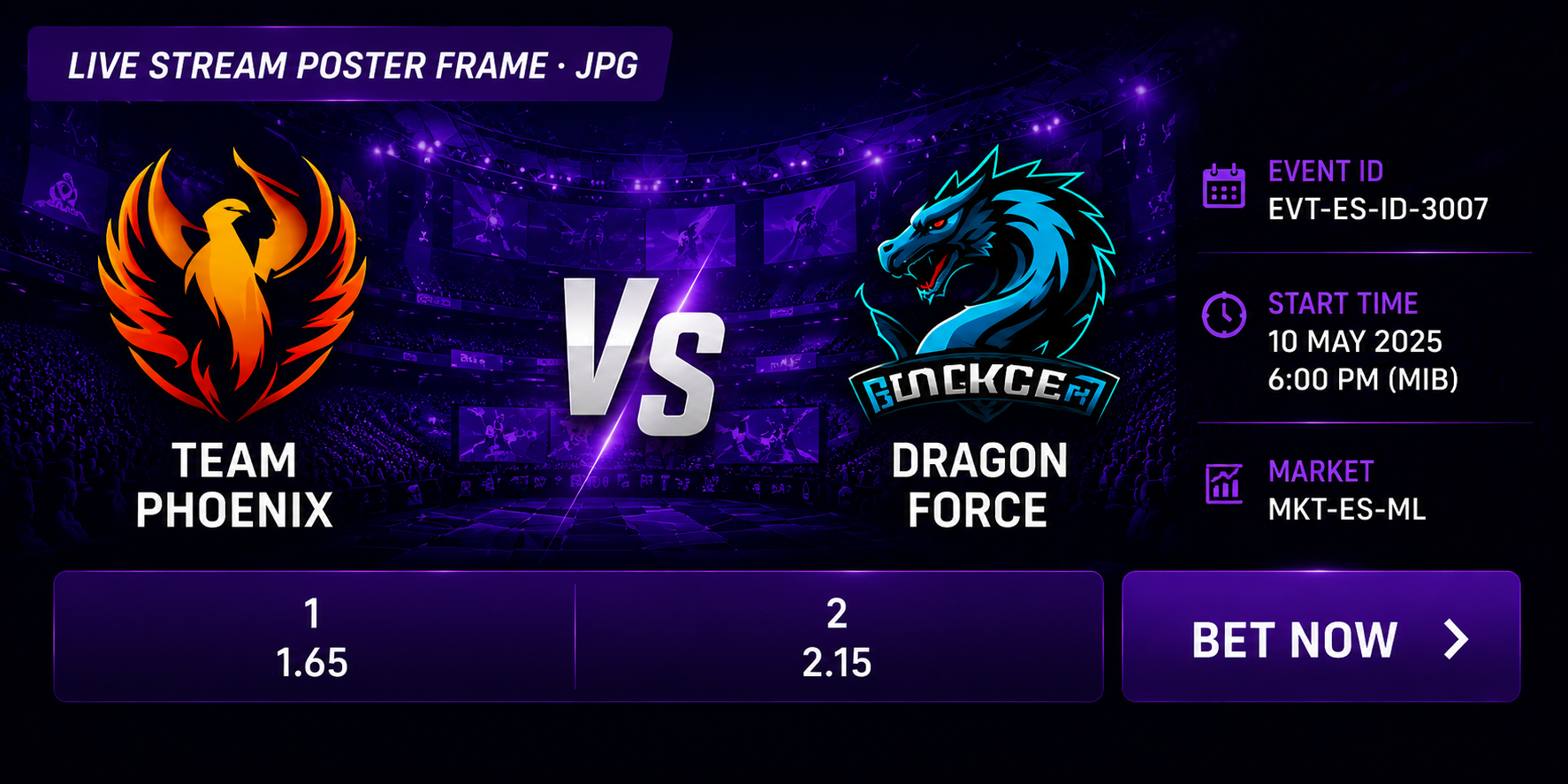 Live stream poster frame for esports match